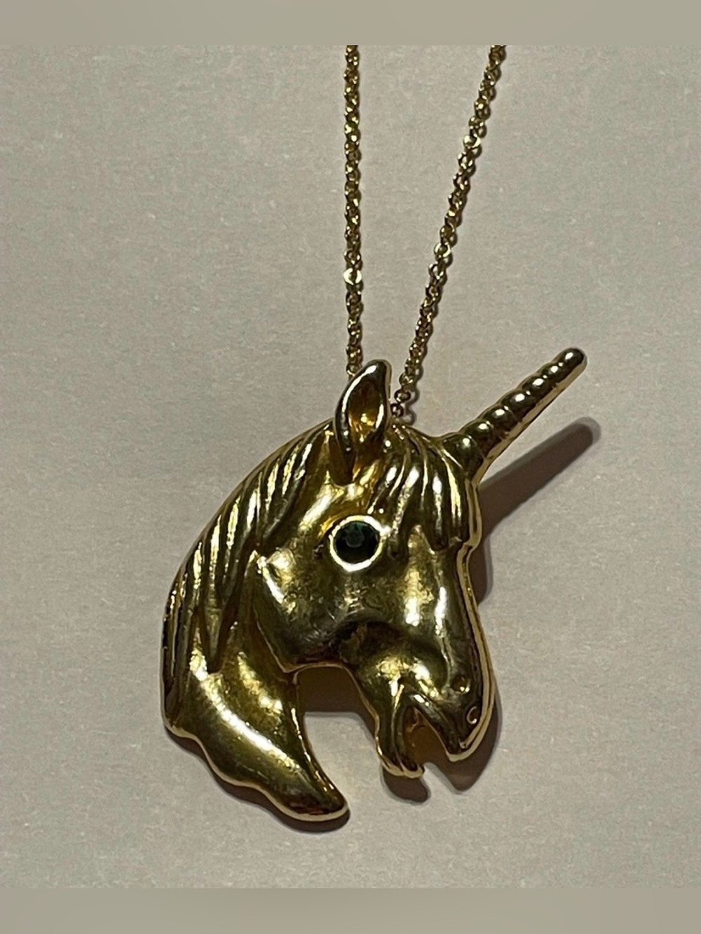 Vintage Gold Tone Unicorn Necklace #0212